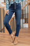 Savana High Rise Button Fly Ankle Skinny