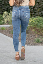 Vervet Flying Monkey Jeans  These high-waisted ankle skinny leg jeans have a comfortable stretch with slim legs and a distressed frayed hem with the classic 5-pocket design.   Style Name: Lobby Color: Medium Blue Wash  Cut: Ankle Skinny, 27"* Rise: High-Rise, 10" Front Rise*  Material: 92%COTTON, 6%POLYESTER, 2%SPANDEX Machine Wash Separately In Cold Water Stitching: Classic Fly: Zip Fly  Style #: T5548 Contact us for any additional measurements or sizing.
