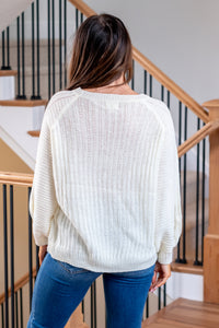 Clarrisa Raglan Sleeve Loose Fit Knit Sweater Top - Ivory
