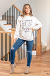 Vintage Dreamin of The Wild West Graphic Cozy Pull Over Sweater - Bone
