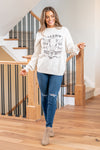 Vintage Dreamin of The Wild West Graphic Cozy Pull Over Sweater - Bone