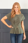 Belted Flare Blouse | Top