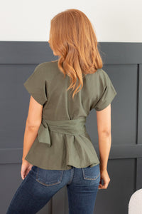 Belted Flare Blouse | Top