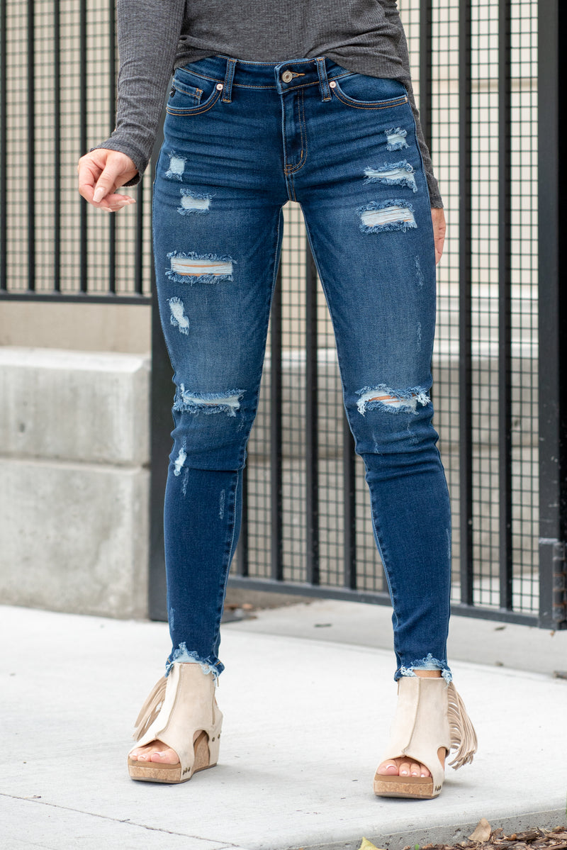 Grace Mid Rise Distressed Skinny