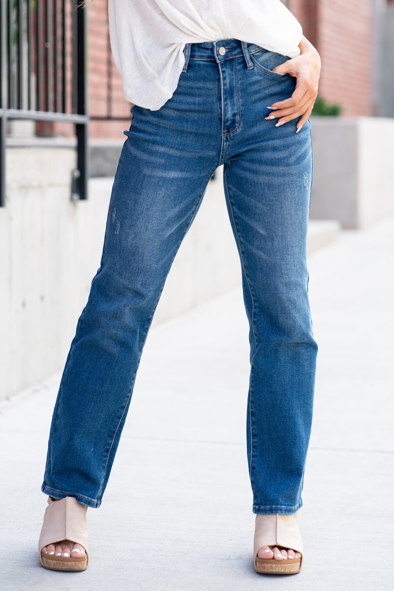 Judy Blue Jeans  Virginia Beach High Waist Straight Fit Dad Jeans JB88531  – American Blues