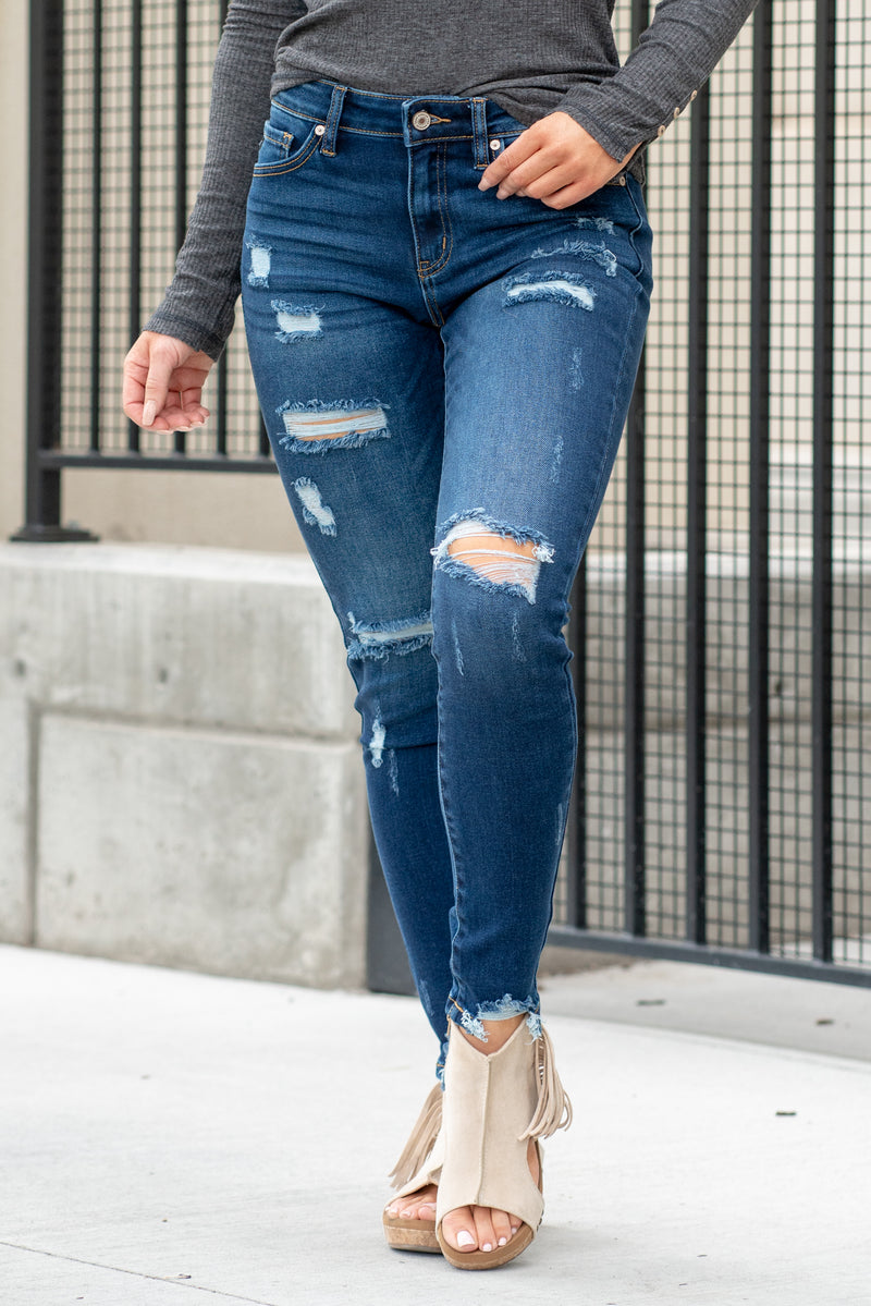 Grace Mid Rise Distressed Skinny