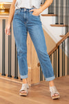 Ease Cuffed Mom Jeans