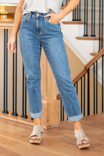 Ease Cuffed Mom Jeans