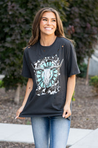Long Horn Turquoise Pendant Graphic Tee