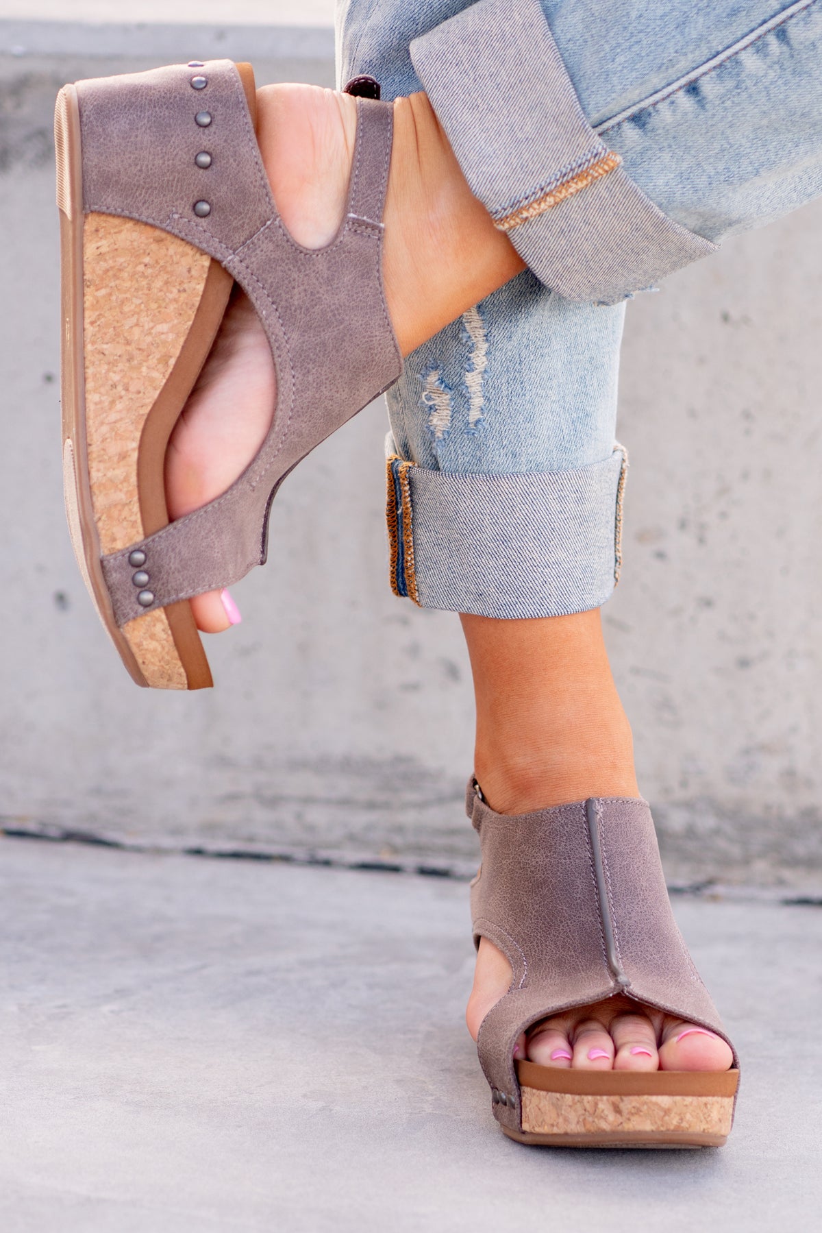 Liberty Wedge Sandals - Taupe