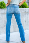 Cello Jeans  Cello goes totally retro with the new High Rise 5 Button Bootcut jeans. These jeans are slim through the hip and thigh for an extra flattering fit. They get updated with five-button closure with a bootcut leg so your '90s style is on-point. Crop Boot Cut Color: Medium Blue Wash  Cut: Boot Cut, 33" Inseam* Rise: High-Rise, 10" Front Rise* 99% COTTON 1% SPANDEX Fly: Zipper   Style #: AB38293M