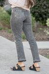 Vervet Flying Monkey Jeans  These high-waisted straight-leg jeans have a comfortable stretch to them with distressed legs and a released hem, they will be your fall go-to denim.  Color: Grey Wash Cut: Straight, 28* Rise: High Rise, 10.5" Front Rise* Material: 93.8% COTTON, 5.4% POLYESTER, 0.8% SPANDEX Machine Wash Separately In Cold Water Stitching: Classic Fly: Zipper Style #: VT1172 Contact us for any additional measurements or sizing.