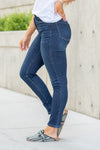 VERVET by Flying Monkey Jeans Name: Blue Chase Skinny, 29" Inseam Rise: High Rise, 10" Front Rise 80% COTTON, 18% POLYESTER, 2% SPANDEX Stitching: Classic Fly: Zipper Style #: VT1008 Contact us for any additional measurements or sizing.  *Measured on the smallest size, measurements may vary by size.  Jacquelyn wears a size 25 in jeans, a small in tops, and 6.5 in shoes. She is wearing a size small in these overalls.
