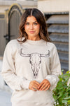 Vintage Longhorn Graphic Cozy Pull Over Sweater