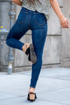 Judy Blue  These pull-on jeggings are stretchy with an elastic band waist. Carefully designed by Judy Blue to pull on and go. With a dark wash in blue, these will be your new night-out jeans. Color: Dark Blue Wash Cut: Pull-On Skinny, 28" Inseam* Rise: High-Rise, 10.75" Front Rise* Material: 52.2%Cotton / 21.5% Rayon / 23.4% Poly / 2.9%Lycra Stitching: Classic  Fly: Pull-On  Style #: JB88539 | 88539