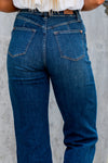Judy Blue   Don't be afraid to wear high-waisted jeans, especially these cropped straight-fit jeans. With a dark-contrast blue wash and straight-down leg, these will be your new favorite fit. Color: Dark Blue Wash Cut: Cropped Straight Fit, 26" Inseam Rise: High-Rise, 10.75" Front Rise Material: 92% Cotton / 6% Polyester / 2% Spandex Machine Wash Separately In Cold Water Stitching: Classic Fly: Zipper Style #: JB88127 | 88127
