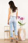 Vervet Flying Monkey Jeans  These rolled cuffed ultra high rise straight jeans are so cute for spring. Pair with sandals and a tank for a casual day-out look.  Collection: Spring 2021 Style Name: Carefree Color: Light Blue Wash  Cut: Ankle Skinny, 26" Rise: Suoer High-Rise, 11" Front Rise Material: 90.5%COTTON, 7.5%POLYESTER, 2%SPANDEX Machine Wash Separately In Cold Water Stitching: Classic Fly: Zip Fly Style #: V2218 Contact us for any additional measurements or sizing.