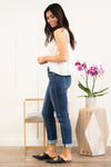 Flying Monkey Jeans  A stretchy denim with a slouchy relaxed fit make these boyfriend jeans comfortable for everyday wear. Collection: Winter 2021 Name: Poison  Cut: Boyfriend Fit, 27" Inseam Rise: High Rise, 10.25" Front Rise 99% COTTON, 1% SPANDEX Stitching: Classic Style #: Y3975 Contact us for any additional measurements or sizing.  Chloe is 5’8" and 130 pounds. She wears a size 3 in jeans, a small top and 8.5 in shoes. She is wearing a 26/3 in these jeans.