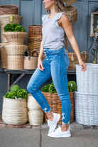 VERVET by Flying Monkey Jeans  Comfort-stretch denim, high rise waist, Skinny fitted legs with a light blue wash. Skinny, 27" Inseam* Rise: High Rise, 10" Front Rise* 98% Cotton, 2% Spandex Machine Wash Separately In Cold Water Stitching: Classic  Fly: Zipper     Style #: T5199 Contact us for any additional measurements or sizing.    *Measured on the smallest size, measurements may vary by size. 