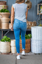 VERVET by Flying Monkey Jeans  Comfort-stretch denim, high rise waist, Skinny fitted legs with a light blue wash. Skinny, 27" Inseam* Rise: High Rise, 10" Front Rise* 98% Cotton, 2% Spandex Machine Wash Separately In Cold Water Stitching: Classic  Fly: Zipper     Style #: T5199 Contact us for any additional measurements or sizing.    *Measured on the smallest size, measurements may vary by size. 