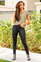KanCan Jeans  A KanCan stretchy Ponte pant to dress up this winter!   Color: Black Cut: Skinny, 29" Inseam* Rise: High-Rise, 1" Front Rise* 90% POLYESTER, 10% SPANDEX Fly: Zipper Style #: KC2010BK Contact us for any additional measurements or sizing.   *Measured on the smallest size, measurements may vary by size.    