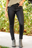 KanCan Jeans  A KanCan stretchy Ponte pant to dress up this winter!   Color: Black Cut: Skinny, 29" Inseam* Rise: High-Rise, 1" Front Rise* 90% POLYESTER, 10% SPANDEX Fly: Zipper Style #: KC2010BK Contact us for any additional measurements or sizing.   *Measured on the smallest size, measurements may vary by size.    