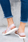 Strappy Sandal by Very G  These iconic boutique sandals from Very G are must have! Wear all spring/summer to add a little sass to your wardrobe.  Style Name: Ella Color: Blush Pink Cushioned foot bed Durable textured outsole  Style #: VGSA0139 Contact us for any additional measurements or sizing.    
