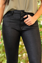 KanCan Jeans  A KanCan stretchy Ponte pant to dress up this winter!   Color: Black Cut: Skinny, 29" Inseam* Rise: High-Rise, 1" Front Rise* 90% POLYESTER, 10% SPANDEX Fly: Zipper Style #: KC2010BK Contact us for any additional measurements or sizing.   *Measured on the smallest size, measurements may vary by size.    