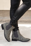 Booties | Very G  These booties from Very G are perfect to wear with your favorite jeans this is fall.  Style Name: Blake  Color: Grey Cut: Silp On Bootie   Rubber Sole Style #: VGLB0136-Grey Contact us for any additional measurements or sizing.