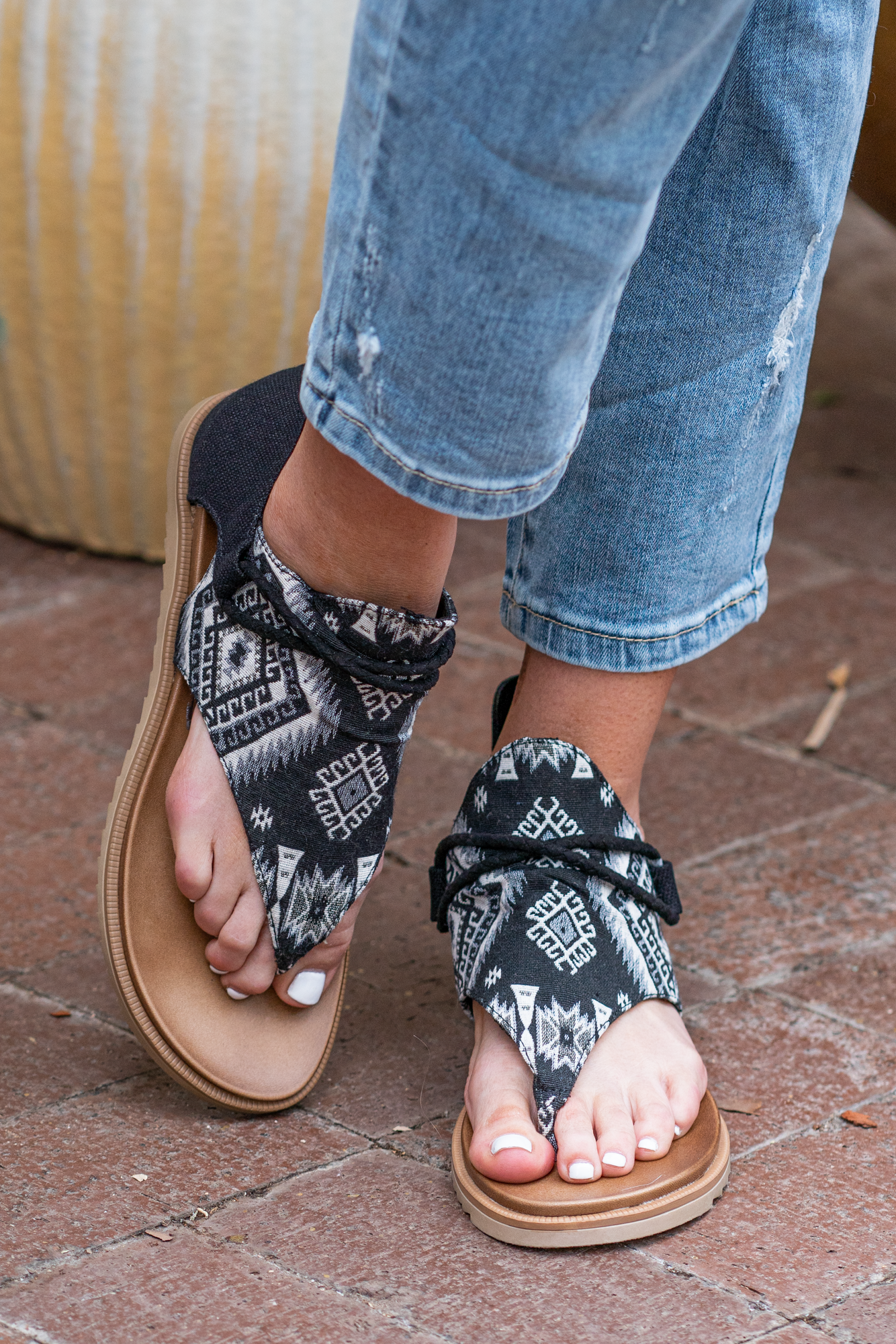 Strappy Sandal by Very G  These iconic boutique sandals from Very G are must-have! Wear all spring/summer to add a little sass to your wardrobe.  Style Name: Rock With Me Color: Black Cushioned Footbed Durable Textured Outsole   Style #: VGSA0196-Black Contact us for any additional measurements or sizing. 