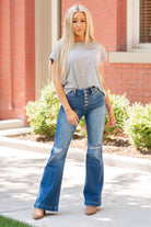 KanCan Jeans  Collection: Core Style Skinny, 31" Inseam  High Rise, 11.5" Front Rise Medium Blue Wash  95% COTTON, 4% POLYESTER, 1% LYCRA Fly: Exposed Button Fly Style #: KC8596M-PT Contact us for any additional measurements or sizing.