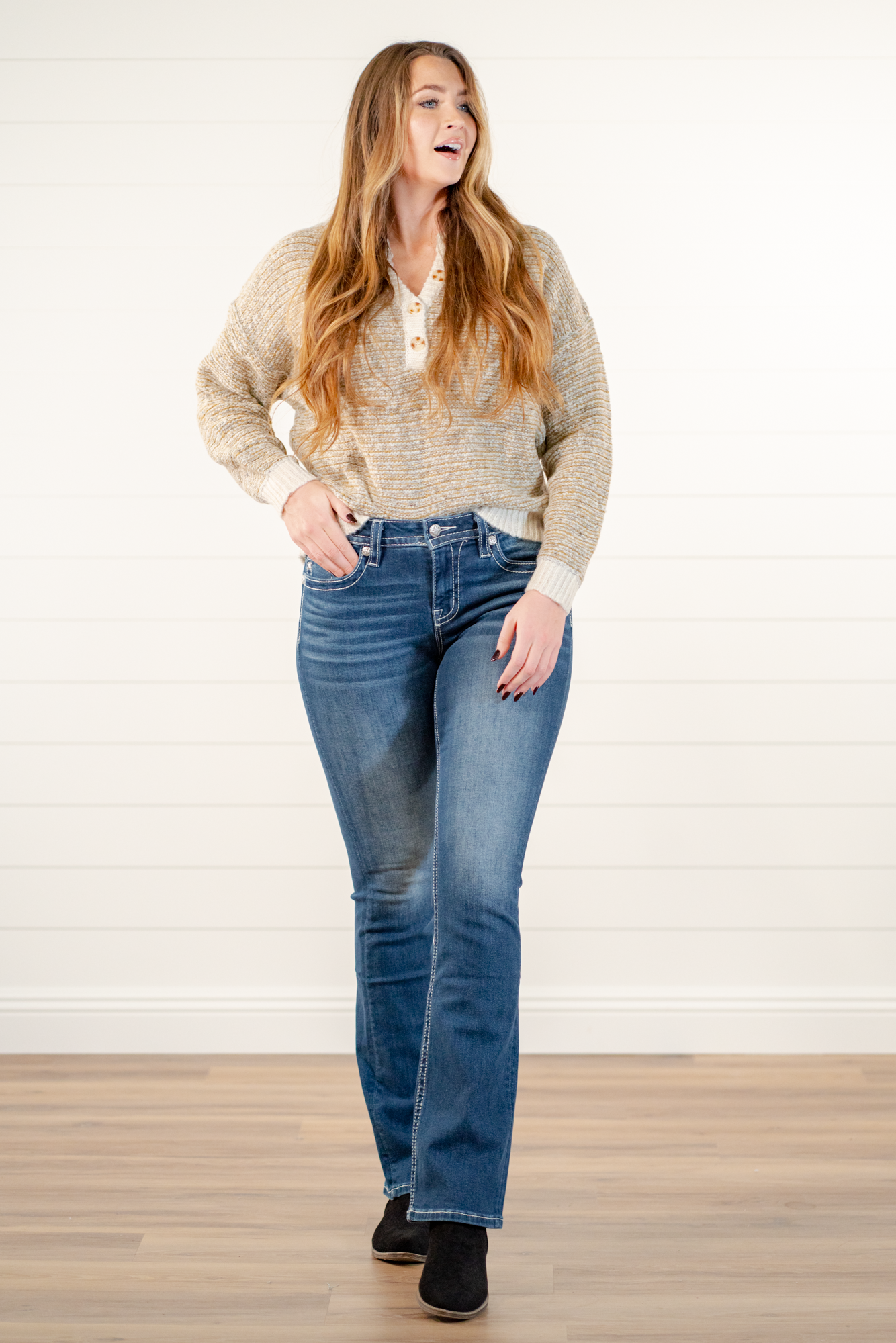 Miss Me Jeans M Logo Chloe Mid Rise Boot Cut M3817B3 American