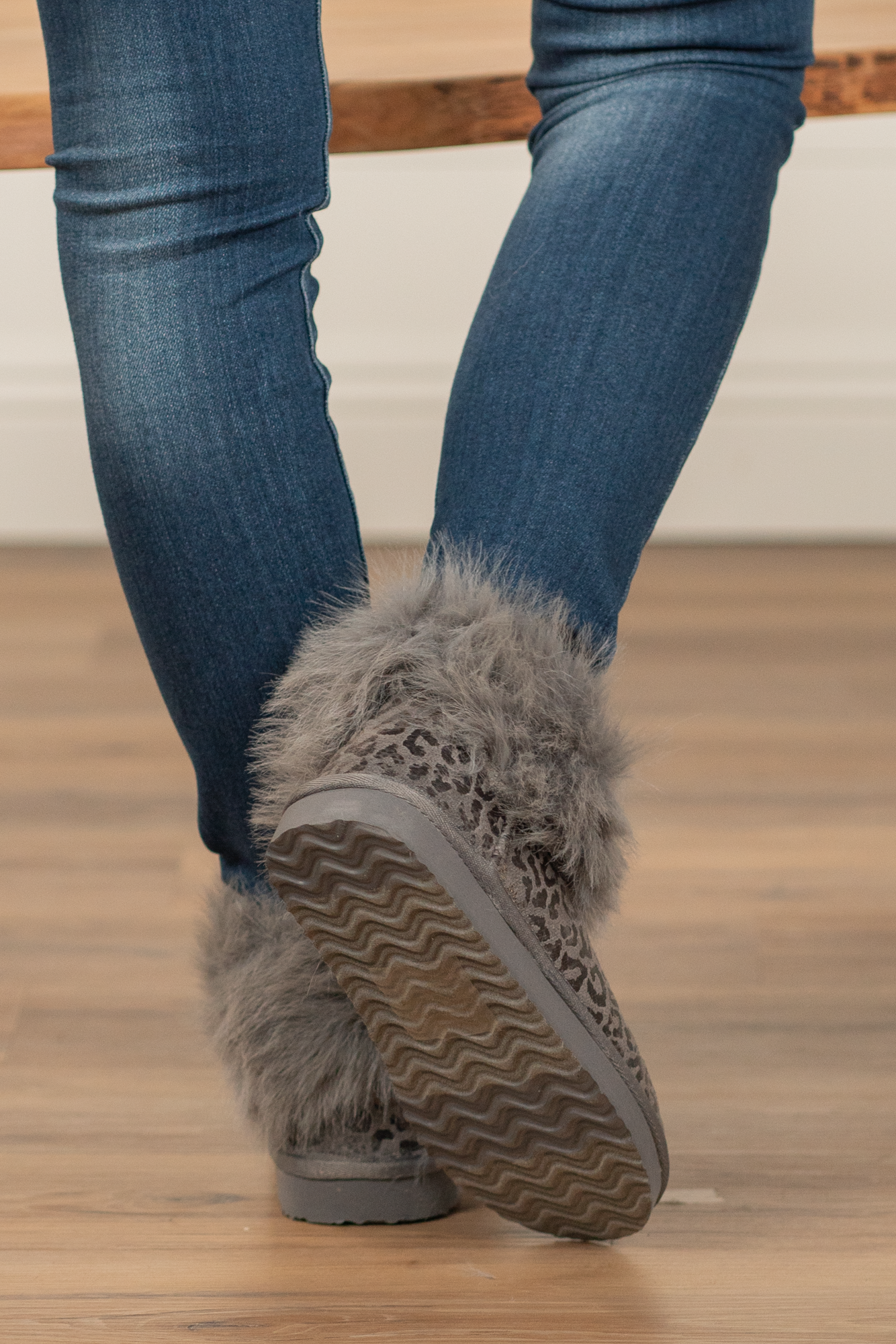 Booties | Very G  These boots from Very G are perfect to wear all winter your favorite jeans.  Style Name: Frost Color: Black Cut: Slip-On Rubber Sole Style #: VGLB0305-GreyLeopard Contact us for any additional measurements or sizing.   