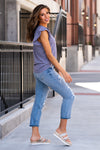 KanCan Jeans  These mid-rise boyfriend jeans hit at exactly the right spot on your waist and with 100% cotton and no spandex, they will mold to you fit as you wear.  Color: Light Blue Wash Cut: Cuffed Boyfriend, 27" Inseam Rise: Mid-Rise, 9.5" Front Rise 100% Cotton Stitching: Classic Fly: Zipper Style #: KC8647L Contact us for any additional measurements or sizing.
