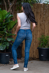 KanCan Jeans Collection: Core Collection  Color: Dark Wash  Cut: Skinny, 29.5" Inseam* Rise: Mid-Rise, 8.5" Front Rise* COTTON 95% POLYESTER 4% SPANDEX 1% Fly: Zipper Style #: KC8561D Contact us for any additional measurements or sizing.   *Measured on the smallest size, measurements may vary by size.