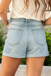 Cello Jeans Effortless style is the way to go. Get the effortless yet trendy look with a cuffed hem high rise mom shorts.  Color: Medium Blue Wash  Cuffed Hem Mom Fit Cut: Shorts, 3.75" Inseam Rise: Mid-Rise, 11" Front Rise 100% Cotton, Easy Fit  Fly: Zipper Style #: WV47755LT2 Contact us for any additional measurements or sizing.