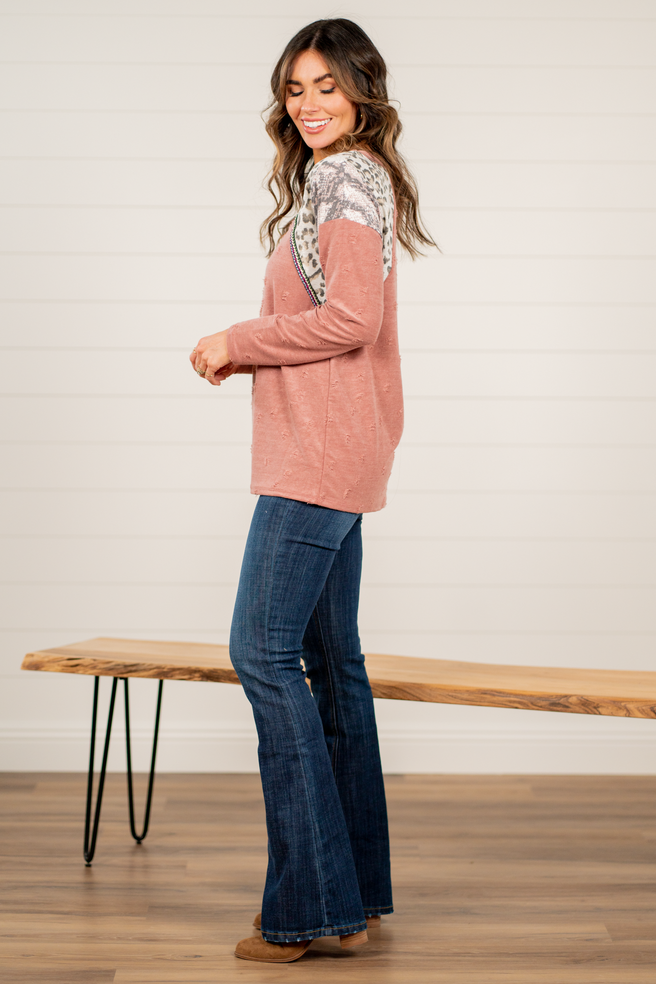 BiBi   Throw on for an easy casual look with your favorite jeans this fall.   Color: Marsala   Neckline: Round Sleeve: Long Style #: BT1865 Contact us for any additional measurements or sizing.       