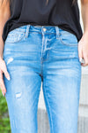 VERVET by Flying Monkey Jeans  This mid-rise flare from VERVET has a cute slanted hem and a soft stretchy material. Flare, 34" Inseam* Rise: Mid Rise, 9.25" Front Rise* 65% COTTON, 30% POLYESTER, 3% RAYON, 2% SPANDEX Stitching: Classic  Fly: Zip Fly Style #: T5311 Contact us for any additional measurements or sizing.    *Measured on the smallest size, measurements may vary by size. 