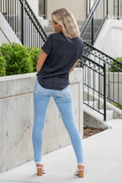 Thread & Supply  This isn't your basic v-neck tee. Made in a paper thin, soft fabric with a high low cut which it perfect for a little front tuck!  Color: Black Neckline: V-Neck Sleeve: Short Sleeve 100% TENCEL™ LYOCELL Style #: T370LPKTS-BK001 Contact us for any additional measurements or sizing. 