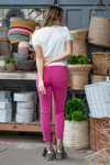 Judy Blue  Tired of your skinny jeans? These cute slim fits will be your number ones.  Color: Hot Pink Cut: Slim fit, 28" Cuffed / 30" Uncuffed Inseam* High Rise, 10.25" Front Rise* Material: Cotton Spandex Blend Stitching: Classic Fly: Zipper Fly  Style #: JB88456 | 88456 Contact us for any additional measurements or sizing.  *Measured on the smallest size, measurements may vary by size. 