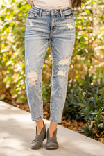 Judy Blue  Don't be afraid to wear high-waisted jeans, especially these boyfriend fit. With an acid wash and relaxed legs, these jeans will be your go-to! Pair with a graphic tee and tennies.   Color: Acid Blue Cut: Boyfriend, 28" Inseam* Rise: High Rise, 10.75" Front Rise* Material: 94% Cotton / 5% Polyester / 1% Spandex Machine Wash Separately In Cold Water Stitching: Classic Fly: Zipper  Style #: JB88281 , 88281