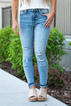 Sunset High Rise Cuffed Ankle Skinny