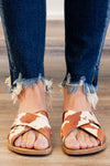 Zipper Sandal by Very G  These iconic boutique sandals from Very G are must have! Wear all spring/summer to add a little sass to your wardrobe. Style Name: Seaside Color: Brown & Cream Faux Cowhide  Slip On Sandals Cushioned foot bed Style #: VGSA0135 Contact us for any additional measurements or sizing.  
