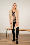 Hem & Thread  Pair your favorite cami and jeans with this cozy open-front cardigan.    Color: Beige Neckline: Open  Sleeve: Long  100% Polyester Style #: 31160W Contact us for any additional measurements or sizing.      