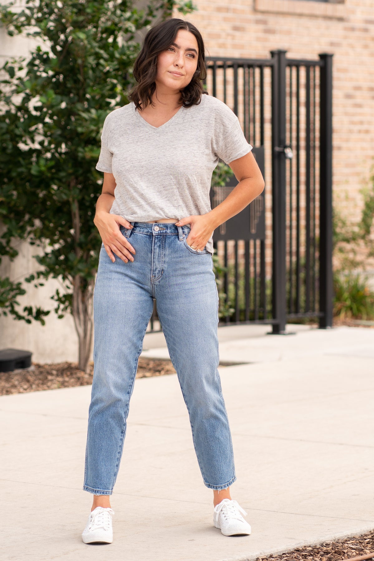 KanCan Jeans  These high-rise slouch fit hit at exactly the right spot on your waist and with some spandex, these will stretch as you wear and get super comfy!   KanCan Stretch Level: Comfort Stretch   Color: Medium Blue Wash Cut: Slouchy Straight, 28" Inseam Rise: High-Rise, 11.25" Front Rise 99% COTTON , 1% SPANDEX Stitching: Classic  Fly: Zipper Style #: KC9271M Contact us for any additional measurements or sizing. 