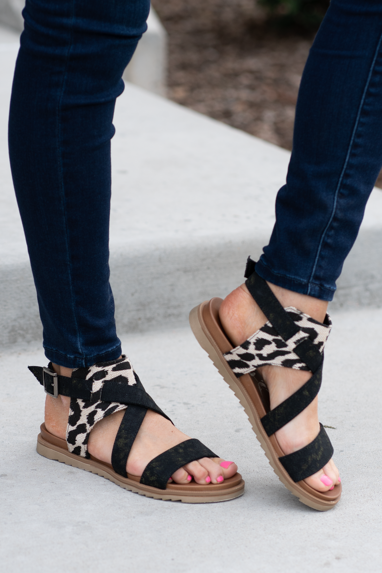 Black and cream sandals store