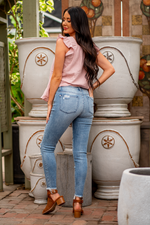 Judy Blue  These skinny jeans will be your go-to denim! With a mid-waist, they hit you at the right spot for a casual fit. Pair with a graphic tee and tennies.  Color: Light Wash  Cut: Skinny, 27" Inseam* Rise: Mid-Rise. 9.5" Front Rise* Material: 69% COTTON,16% POLYESTER,9% RAYON,5% ELASTRELL-POLY,1% SPANDEX Machine Wash Separately In Cold Water Stitching: Classic Fly: Zipper Style #: JB82241-Pl , 82241-PL
