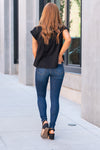 KanCan Jeans  Marinette is KanCans signature super skinny with a mid rise fit. These have a fitted leg with knee distressing and a whiskered wash in medium blue.  Color: Dark Wash Ankle Skinny, 30.5" Inseam* Mid Rise, 9.25" Front Rise* Distressed Knees 72% COTTON, 25% POLYESTER, 3% SPANDEX Fly: Zipper Style #: KC11237D Contact us for any additional measurements or sizing.    *Measured on the smallest size, measurements may vary by size. 
