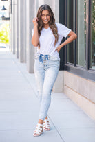 KanCan Jeans   KanCan Comfort Stretch  Color: Light Blue Wash Cut: Ankle Skinny, 27" Inseam* Rise: High-Rise, 10" Front Rise* 94% COTTON , 5% POLYESTER , 1% SPANDEX Stitching: Classic Fly: Zipper  Style #: KC9285L Contact us for any additional measurements or sizing.  *Measured on the smallest size, measurements may vary by size.  