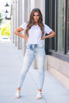 KanCan Jeans   KanCan Comfort Stretch  Color: Light Blue Wash Cut: Ankle Skinny, 27" Inseam* Rise: High-Rise, 10" Front Rise* 94% COTTON , 5% POLYESTER , 1% SPANDEX Stitching: Classic Fly: Zipper  Style #: KC9285L Contact us for any additional measurements or sizing.  *Measured on the smallest size, measurements may vary by size.  